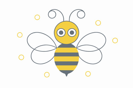 Cute bee illustration on white backgroundのイラスト素材