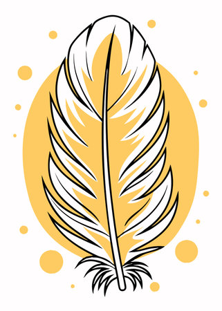 Feather illustration on white backgroundのイラスト素材