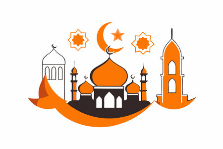 Islamic elements vector on white backgroundのイラスト素材