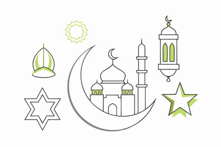 Islamic elements vector on white backgroundのイラスト素材