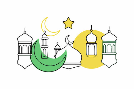Islamic elements vector on white backgroundのイラスト素材