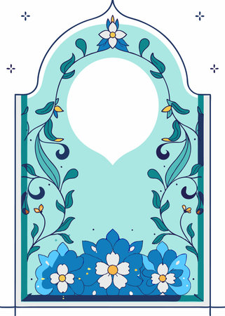 Islamic floral decoration on white backgroundのイラスト素材
