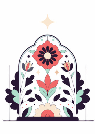 Islamic floral decoration on white backgroundのイラスト素材