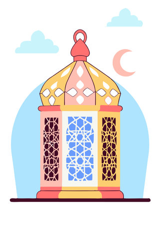 Islamic lantern illustration on white backgroundのイラスト素材