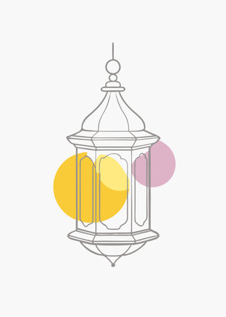 Islamic lantern illustration on white backgroundのイラスト素材