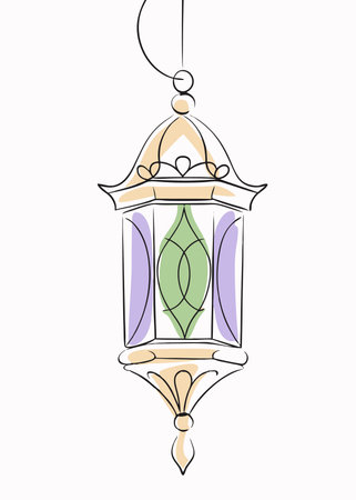 Islamic lantern illustration on white backgroundのイラスト素材