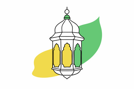 Islamic lantern illustration on white backgroundのイラスト素材