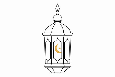 Islamic lantern illustration on white backgroundのイラスト素材