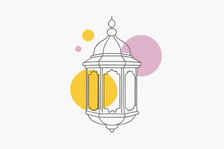 Islamic lantern illustration on white backgroundのイラスト素材