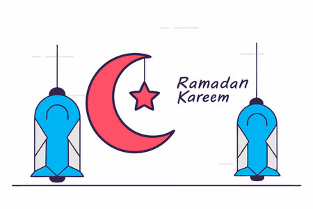 Islamic ramadan kareem illustration on white backgroundのイラスト素材