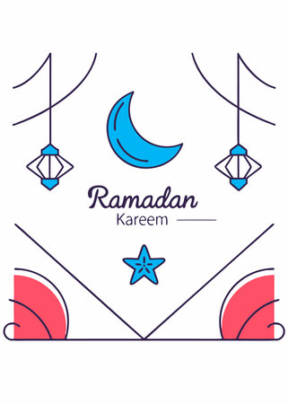 Islamic ramadan kareem illustration on white backgroundのイラスト素材