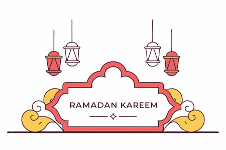 Islamic ramadan kareem illustration on white backgroundのイラスト素材
