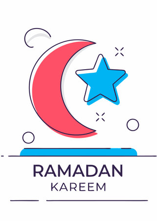 Islamic ramadan kareem illustration on white backgroundのイラスト素材