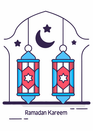 Islamic ramadan kareem illustration on white backgroundのイラスト素材