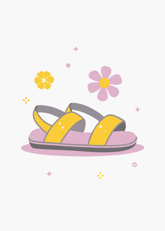 Minimalist Baby cute sandals on white backgroundのイラスト素材