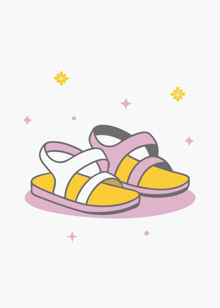Minimalist Baby cute sandals on white backgroundのイラスト素材