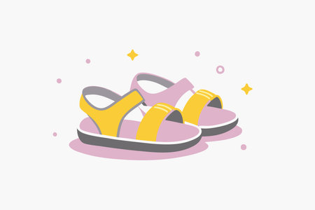 Minimalist Baby cute sandals on white backgroundのイラスト素材