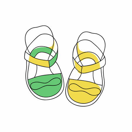 Minimalist Baby cute sandals on white backgroundのイラスト素材