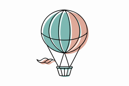 Minimalist Big hot air balloon on white backgroundのイラスト素材