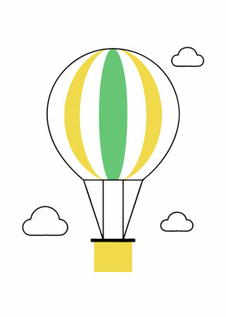 Minimalist Big hot air balloon on white backgroundのイラスト素材