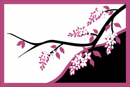 Minimalist Branch of bird cherry or lilac on white backgroundのイラスト素材