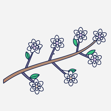 Minimalist Branch of bird cherry or lilac on white backgroundのイラスト素材