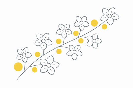 Minimalist Branch of bird cherry or lilac on white backgroundのイラスト素材