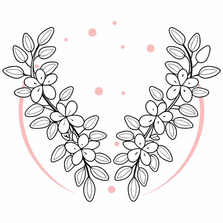 Minimalist Branch of bird cherry or lilac on white backgroundのイラスト素材