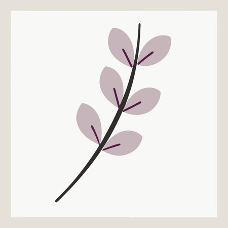 Minimalist Branch of bird cherry or lilac on white backgroundのイラスト素材