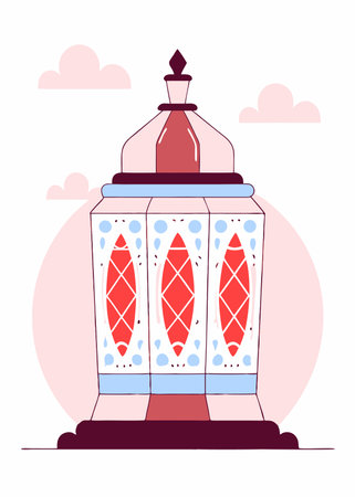 Islamic lantern illustration on white backgroundのイラスト素材