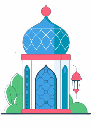 Islamic lantern illustration on white backgroundのイラスト素材