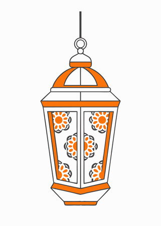 Islamic lantern illustration on white backgroundのイラスト素材