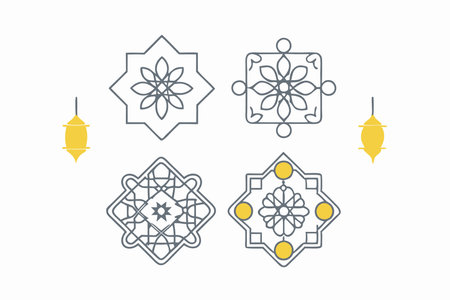 Islamic elements vector on white backgroundのイラスト素材