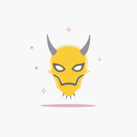Minimalist Demon mask on white backgroundのイラスト素材