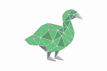 Minimalist birds made of polygonal shapes on white backgroundのイラスト素材