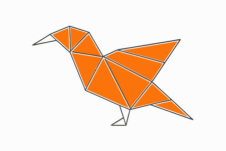 Minimalist birds made of polygonal shapes on white backgroundのイラスト素材