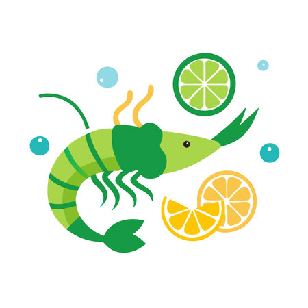 Minimalist Boiled shrimp on white backgroundのイラスト素材