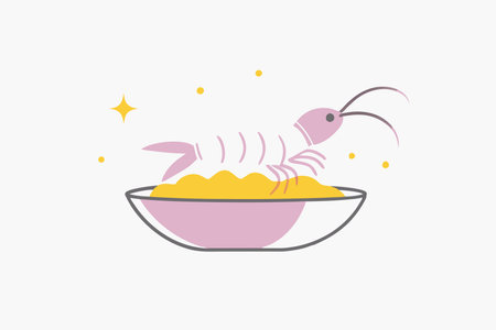 Minimalist Boiled shrimp on white backgroundのイラスト素材