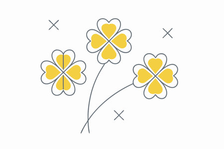 Minimalist Clover on white backgroundのイラスト素材