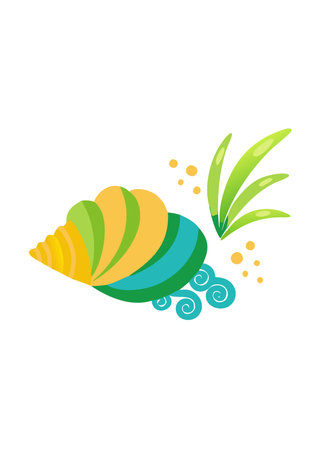 Minimalist Seashell on white backgroundのイラスト素材