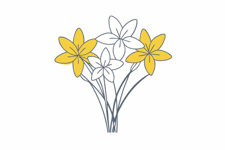 Minimalist tuberose flowers on white backgroundのイラスト素材