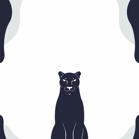 Minimalist panther on white backgroundのイラスト素材