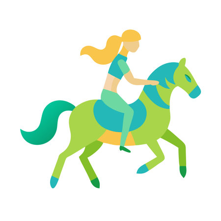 Minimalist Women riding horse on white backgroundのイラスト素材