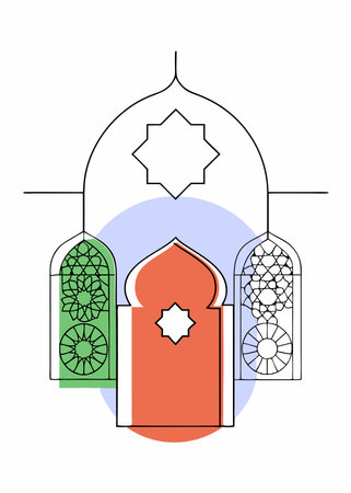 Minimalist Islamic background on white backgroundのイラスト素材