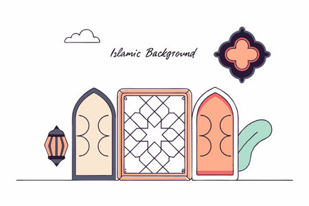 Minimalist Islamic background on white backgroundのイラスト素材