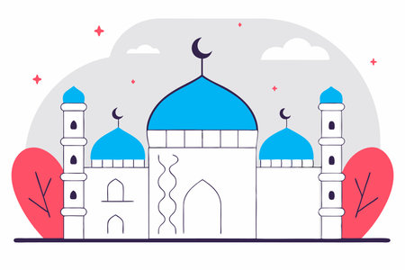 Minimalist Islamic background on white backgroundのイラスト素材