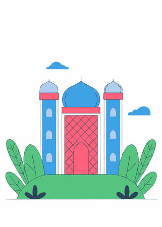 Minimalist Islamic background on white backgroundのイラスト素材