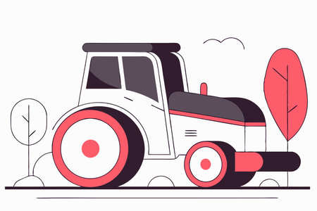 Minimalist modern tractor on white backgroundのイラスト素材