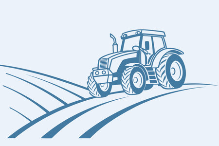 Minimalist modern tractor on white backgroundのイラスト素材