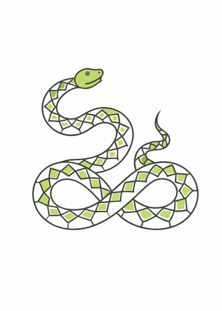 Minimalist Rattlesnakes on white backgroundのイラスト素材